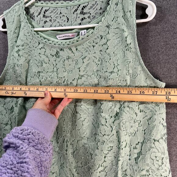 Isaac Mizrahi Live! Lace Swing Tank Pale Aloe Size Small - Picture 5 of 7